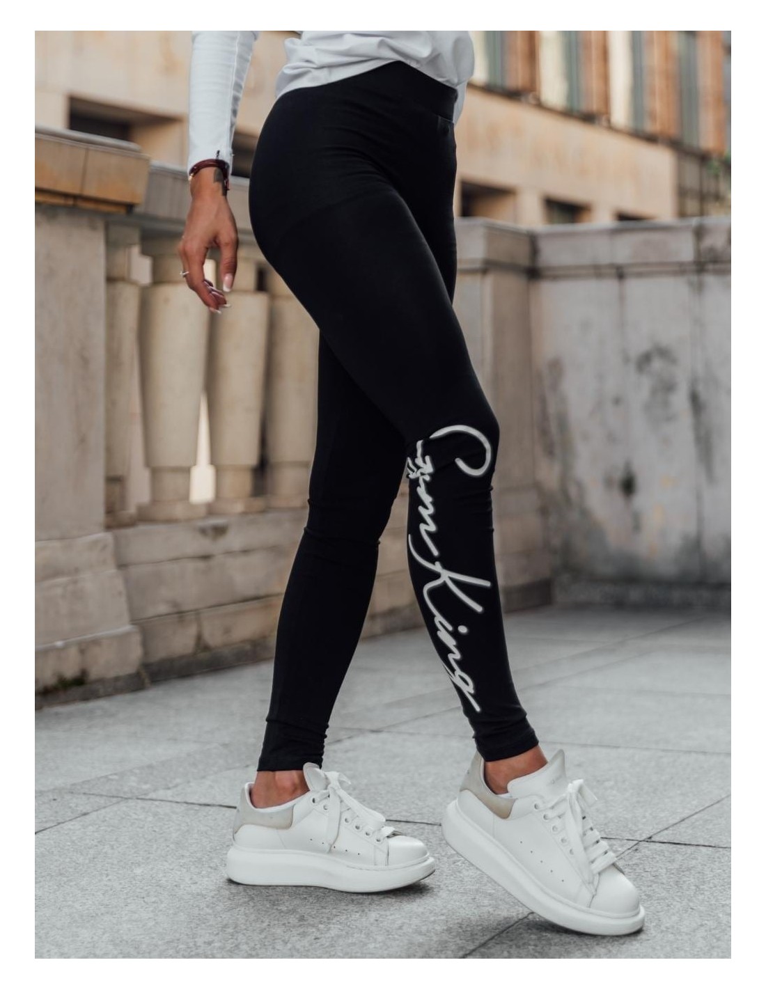 Baumwoll-Leggings mit Aufschrift, schwarz 22800 – Online-Shop – Boutique